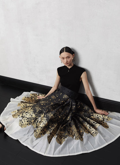 Woven Gold and Tulle Mamian Skirt