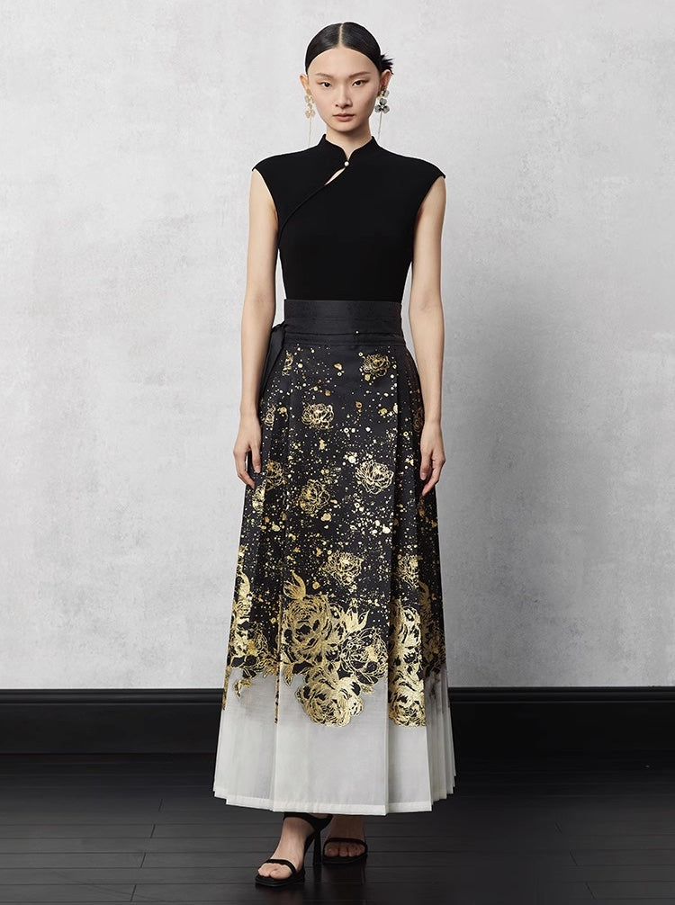 Woven Gold and Tulle Mamian Skirt